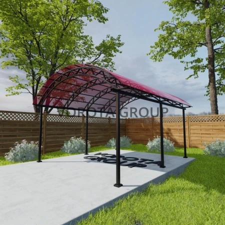 Арочный навес гранатового цвета, монолитный поликарбонат 5500*6000